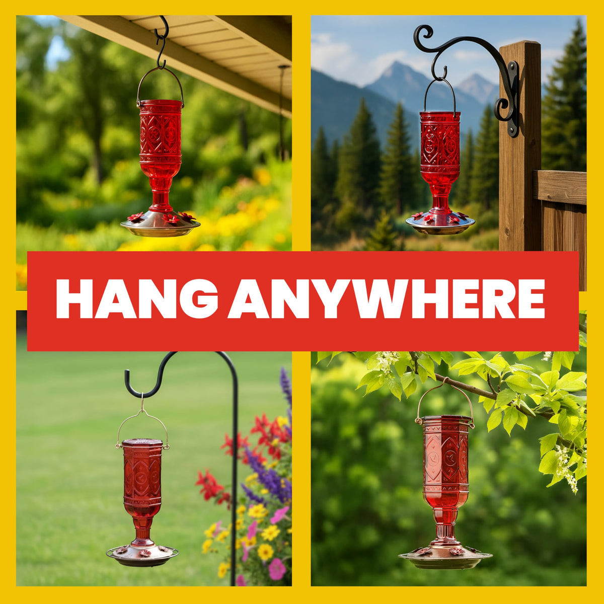 More Birds Red Jewel detachable flat base for easy cleaning and maintenance.