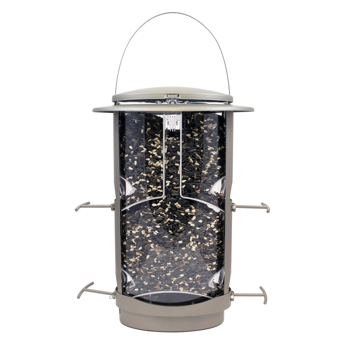 Squirrel-proof design activates when heavier animals land on a perch.