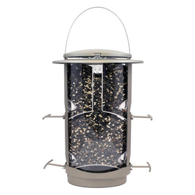 Squirrel-proof design activates when heavier animals land on a perch.