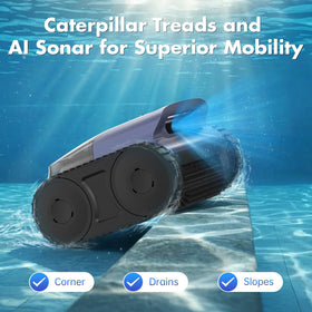 LED indicators and automatic self-parking at pool edge for easy retrieval.