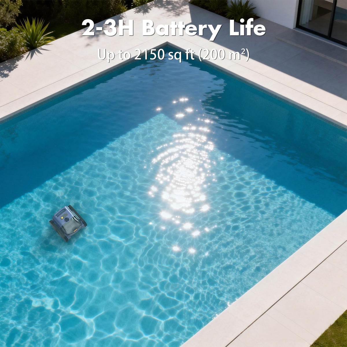 Three smart cleaning modes adapt to pool shape and cleaning needs.