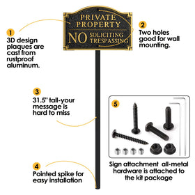 Morgtta black and gold contrast sign enhances front-yard visibility and deterrence