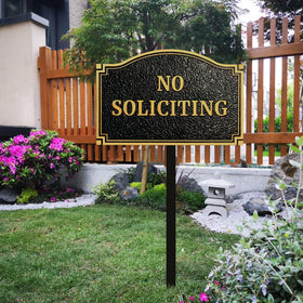Morgtta front-door yard sign ready-to-install package with complete hardware.