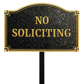 Morgtta no-soliciting sign solid metal cast for durable outdoor use and privacy.