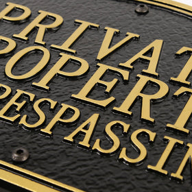 Morgtta private property no trespassing sign cast metal embossed for durable yard visibility