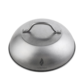 Morikavo cheese melting dome on a burger helps cheese melt evenly on a hot patty.