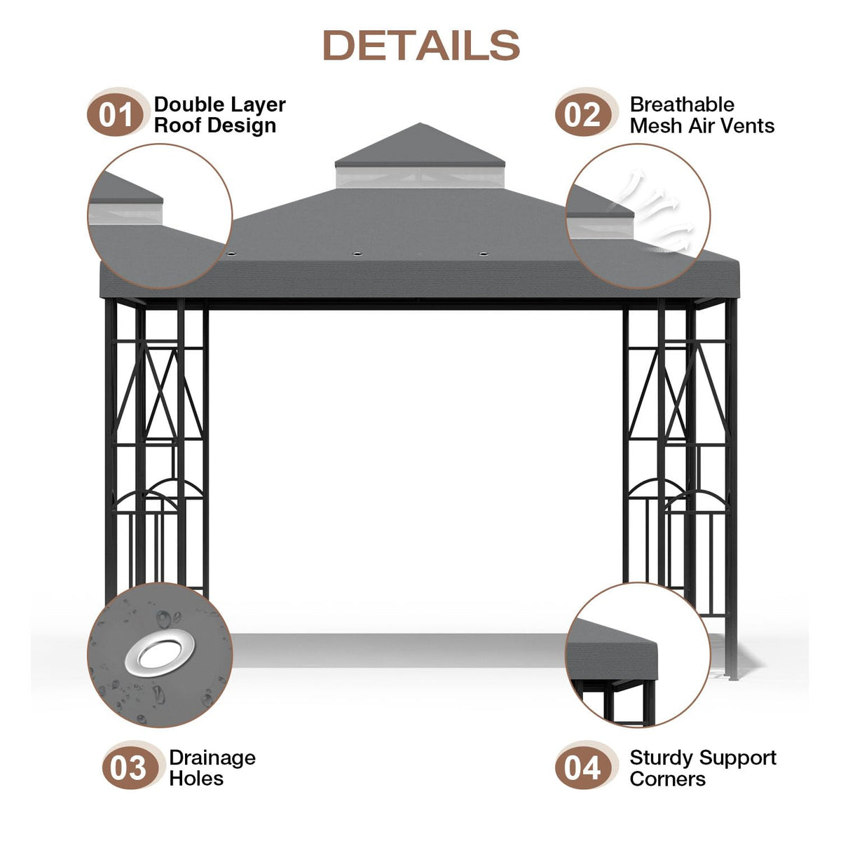 Morikoro double-roof vent design facilitates airflow and reduces heat buildup.