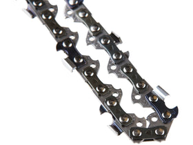 Blued drive links on Morocca chain resist wear and preserve tension.