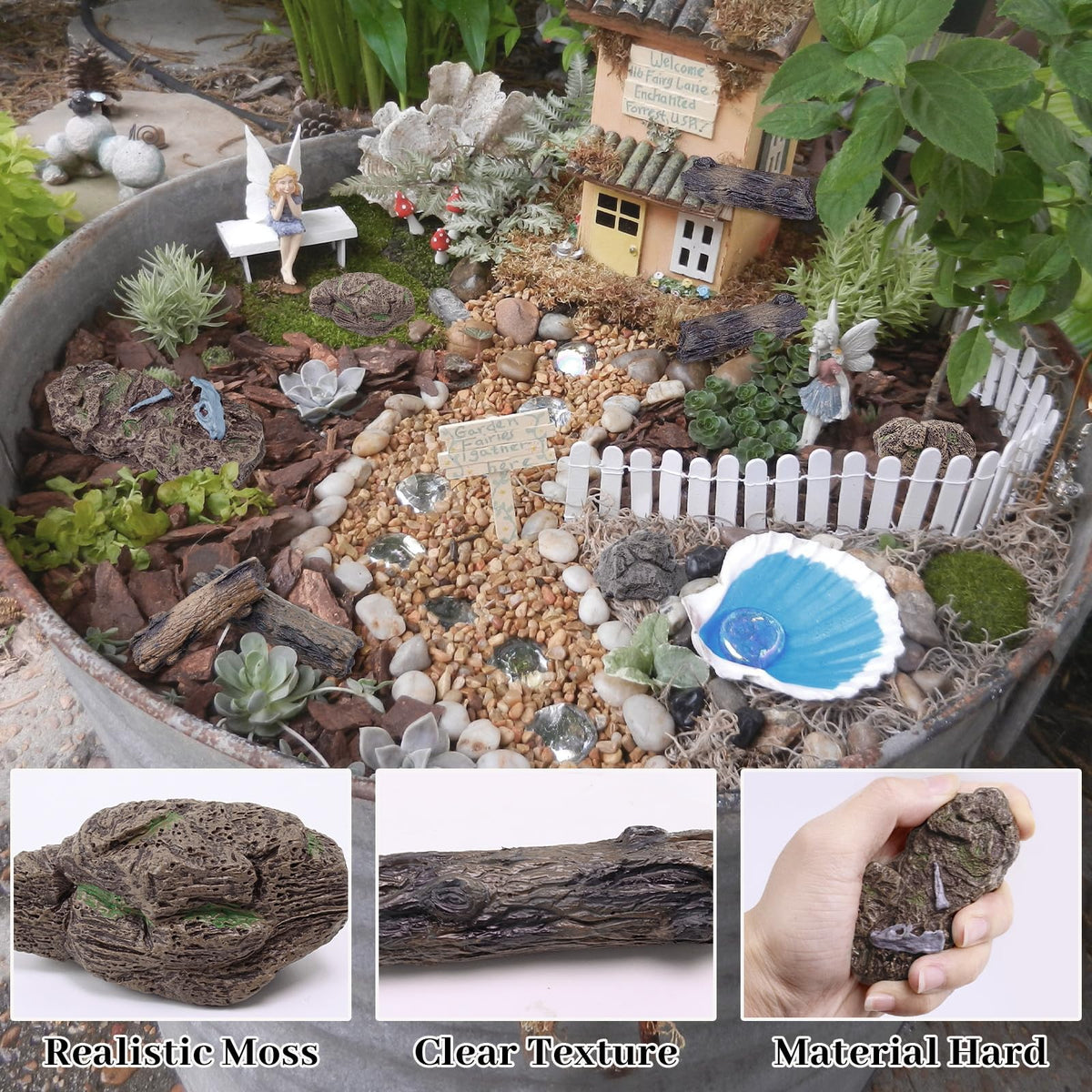 Morofme artificial stone figures offer charming focal points for fairy gardens