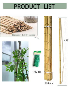 Moromyse 25 bamboo stakes pack image highlights convenient garden reinforcement for multiple plants.