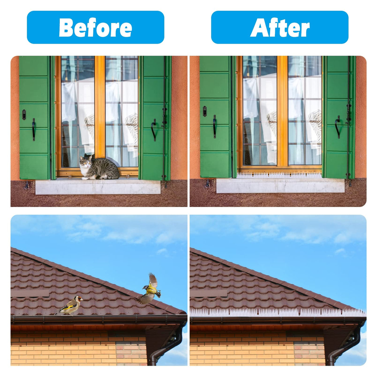 MorTime spikes installed on sheds and terraces for outdoor protection