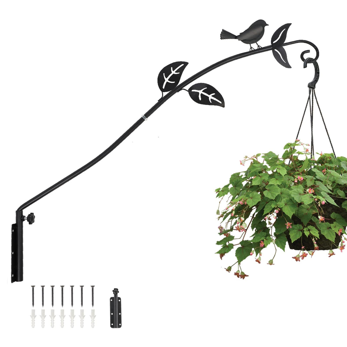 MorTime extended reach wall-mounted deck hook displaying plants and feeders with easy access