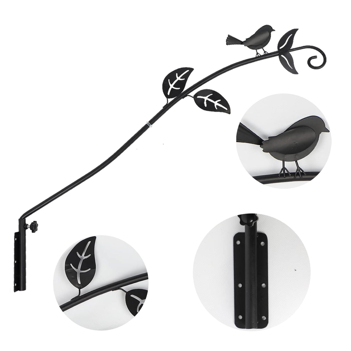MorTime heavy-duty metal construction supports lanterns and bird feeders securely