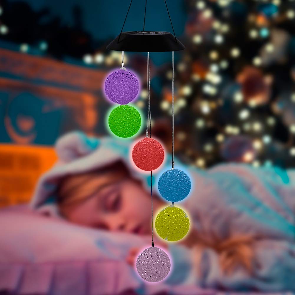 MorTime energy-saving solar wind chime charges by day, lights at night