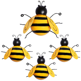 MorTime metal bee wall art collection, showcased on a sunny patio for charming outdoor decor.