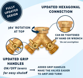 360° swivel action of Morvat brass Y splitter for flexible hose placement