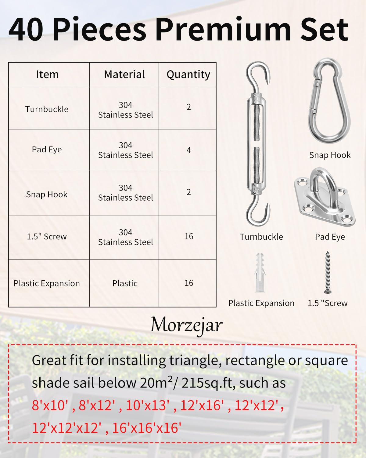 Morzejar adjustable turnbuckle extends to tension sails precisely