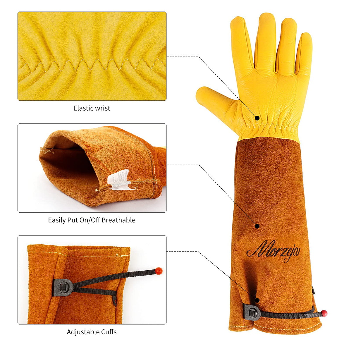 Morzejar breathable leather garden gloves maintaining cool hands