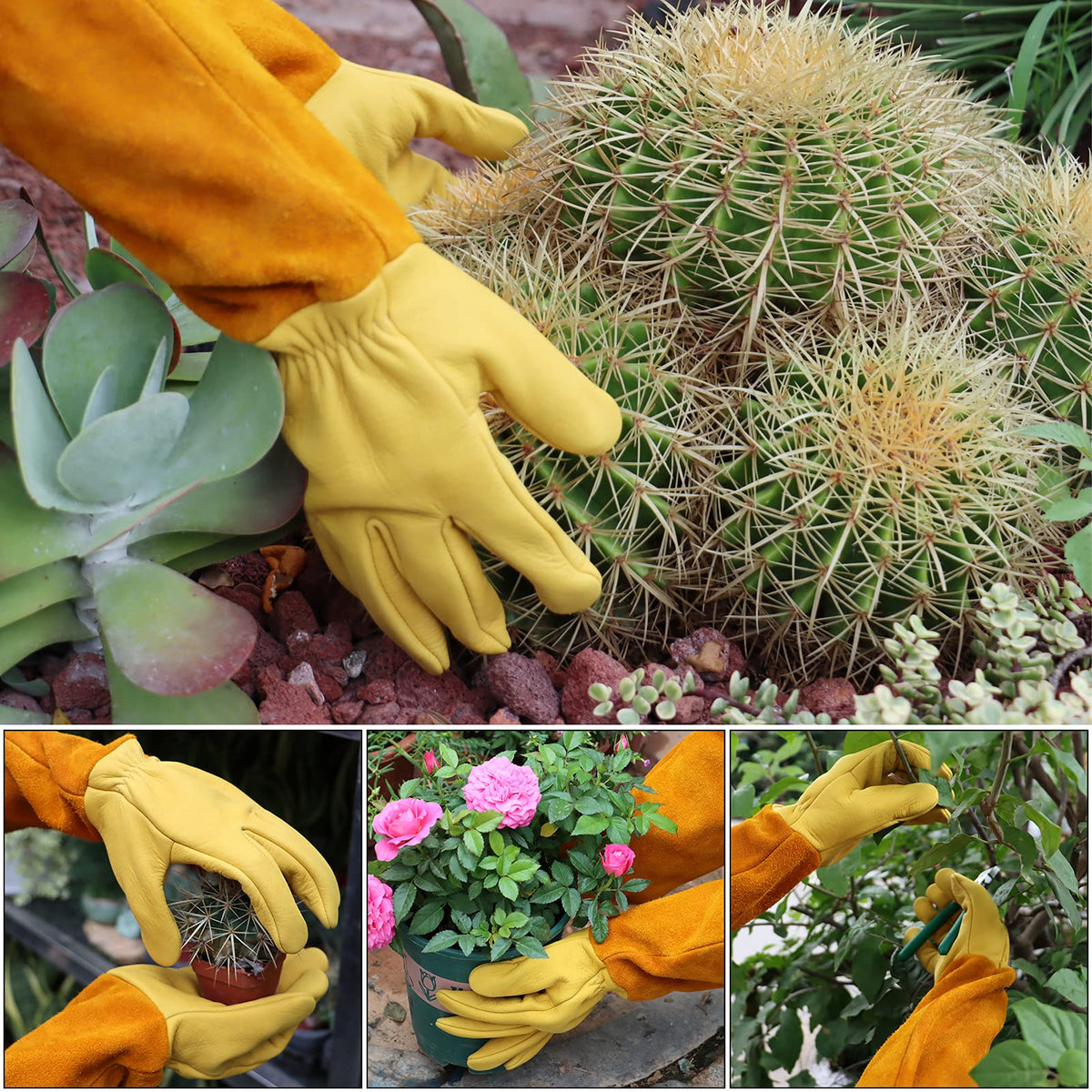 Morzejar cowhide garden gloves with extended cuff for arm protection