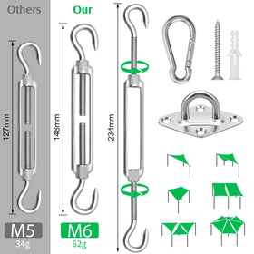 Morzejar rectangle sail hardware kit ready for secure rectangle shade sail mounting.