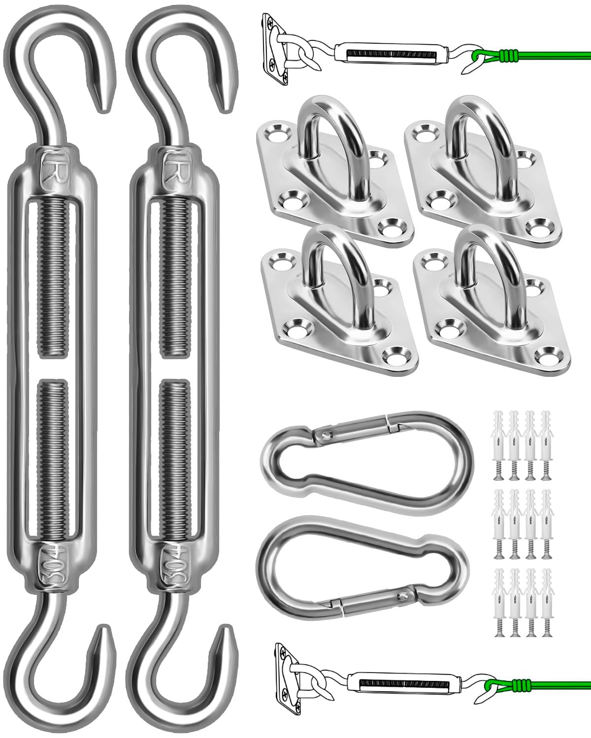 Morzejar stainless steel shade sail hardware kit ready for quick installation
