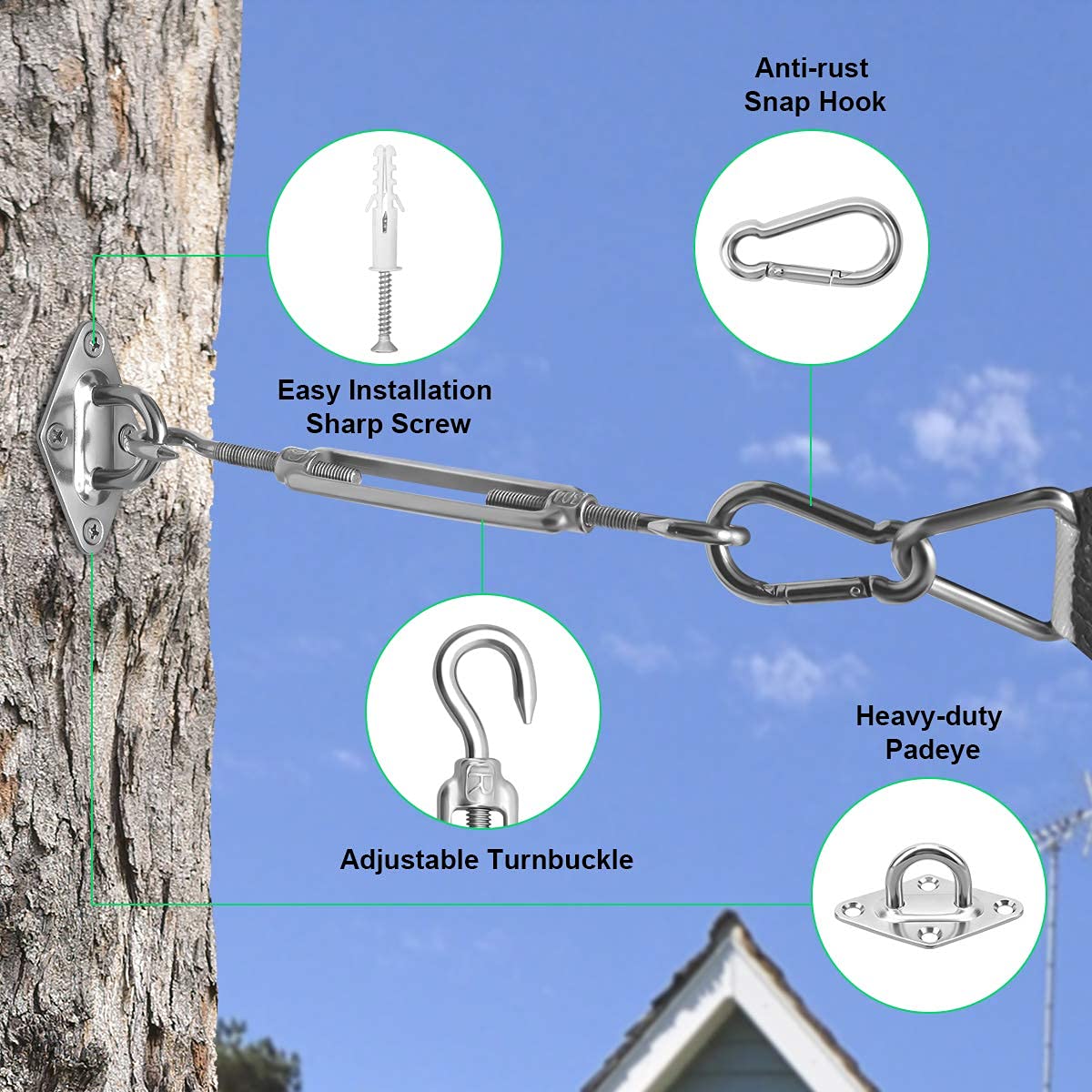 Morzejar stainless steel sail kit 304 resists elements for long-lasting use.