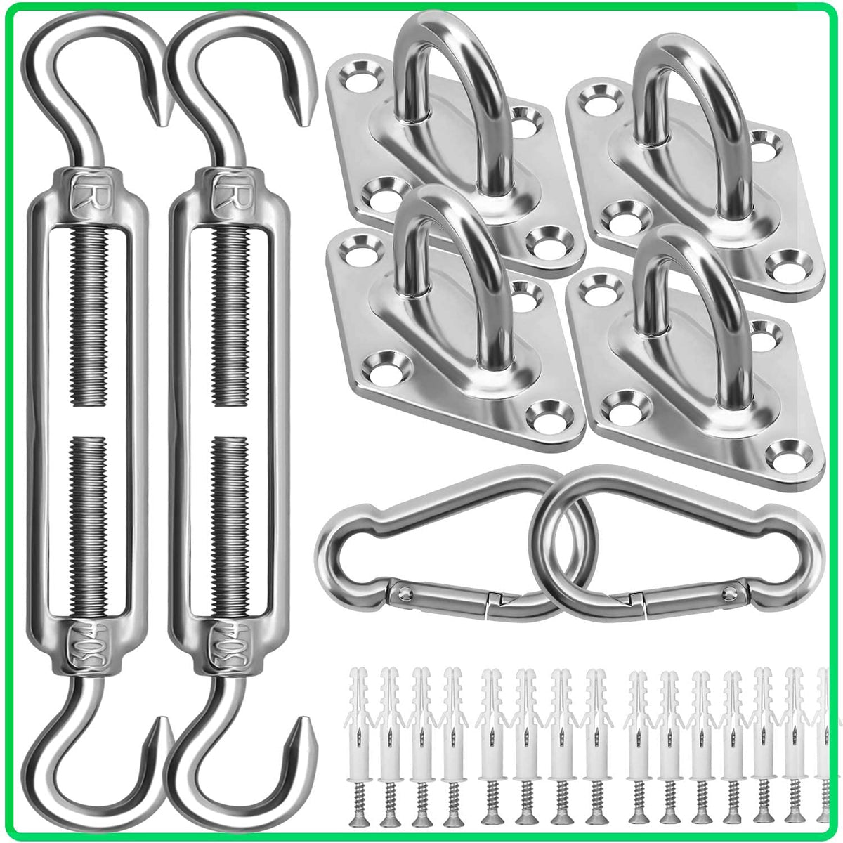 Morzejar sun shade hardware 6in kit for durable outdoor shade installations.