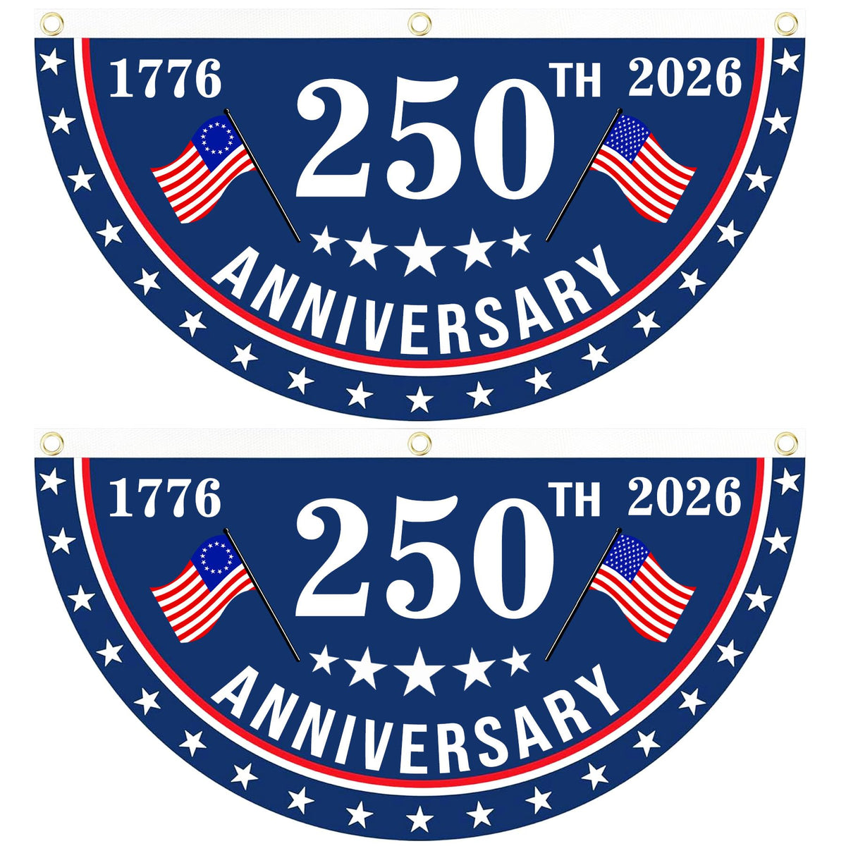 MOSADO 250th Anniversary flag front view showing bold colors for outdoor display.