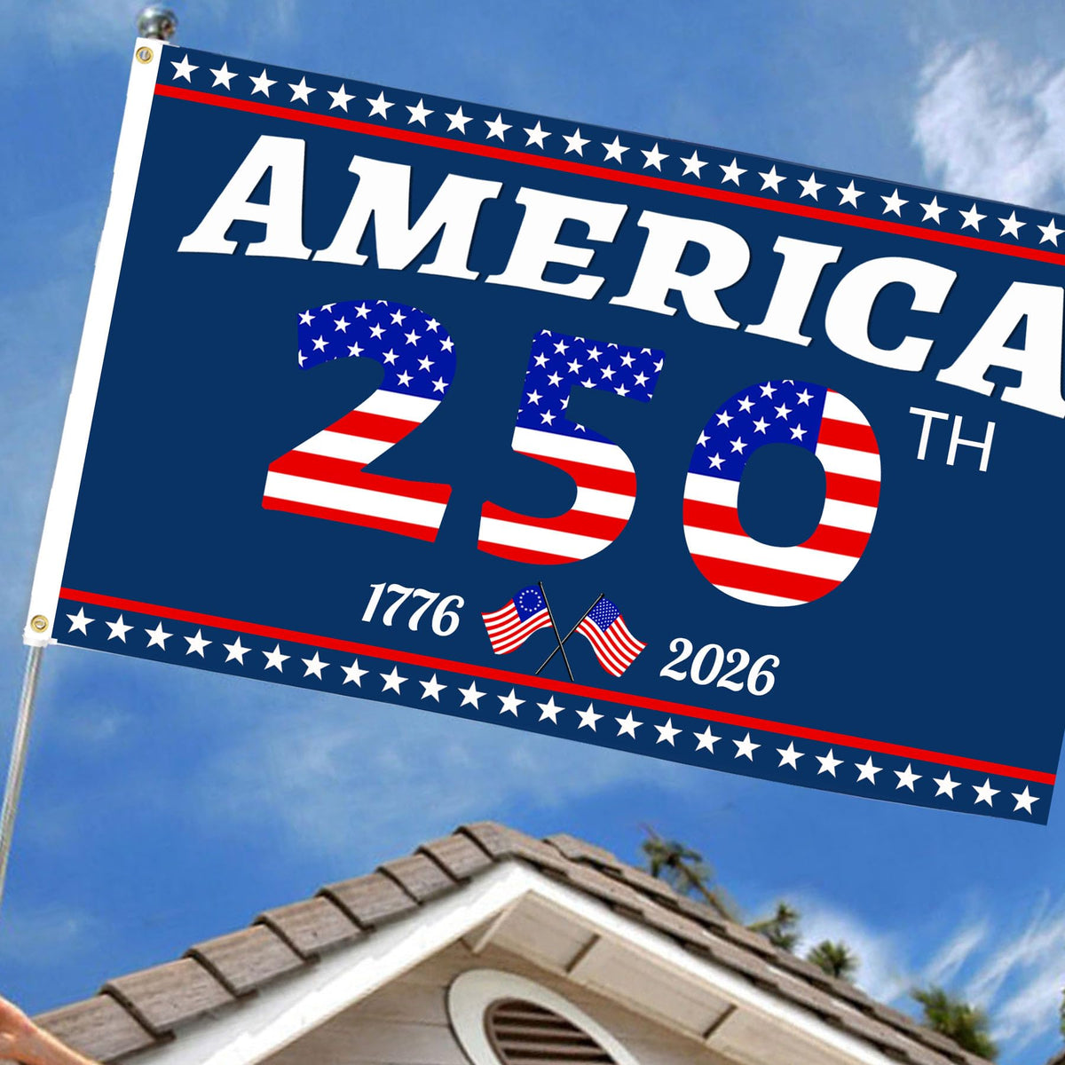 MOSADO classic 250th pattern enhances patriotic decor on porches and fences.