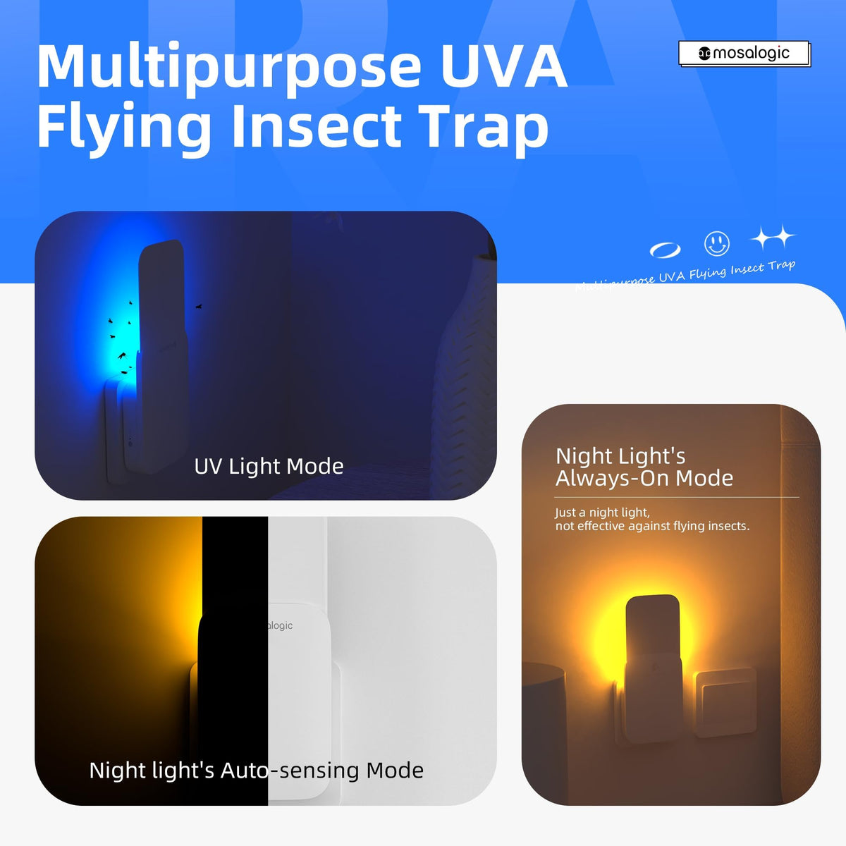 Mosalogic glue boards capture insects safely without sprays in living spaces.