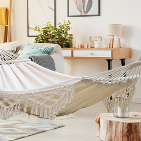 MOSFiATA hammock is quick to assemble between trees or on a stand.
