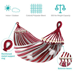 Metal knot on MOSFiATA hammock reduces wear for longer tree attachment.