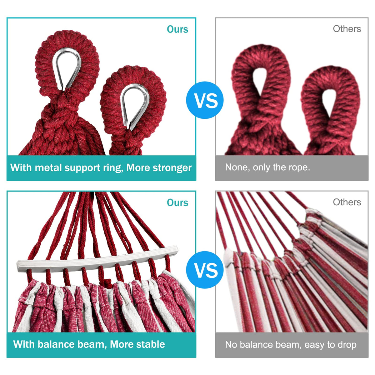 MOSFiATA tree straps enable secure, easy setup between two trees.