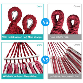 MOSFiATA tree straps enable secure, easy setup between two trees.