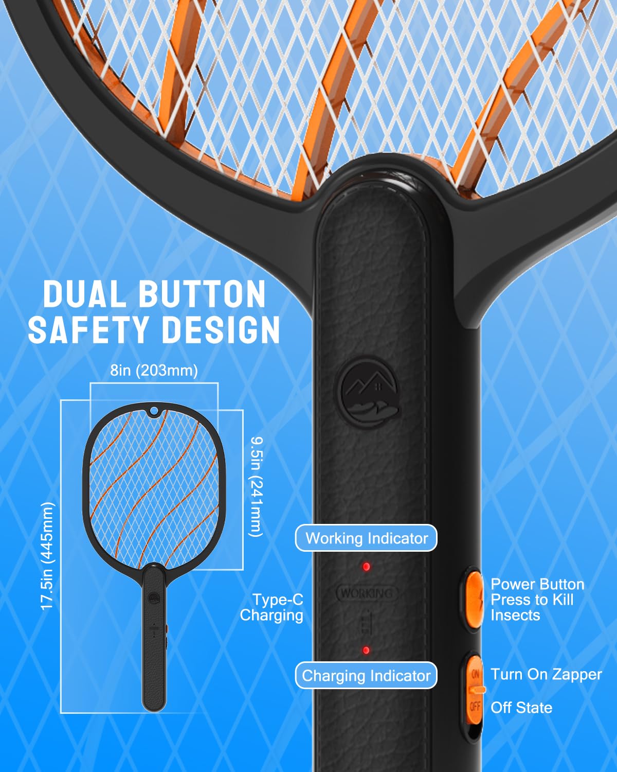 Mosiller Type-C charging port enabling quick, convenient recharges.