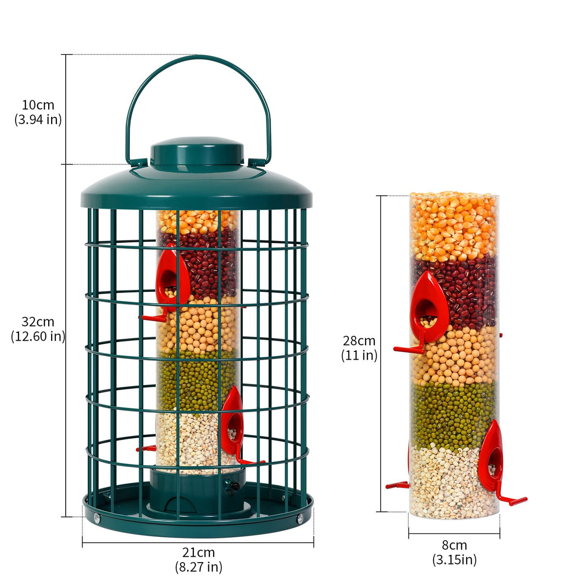 Mosloly caged bird feeder durable cage lid protects seeds from rain