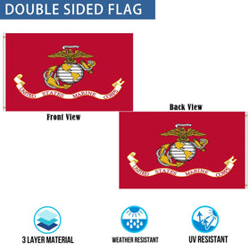 Mosprovie USMC flag with brass grommets for secure hanging outdoors.