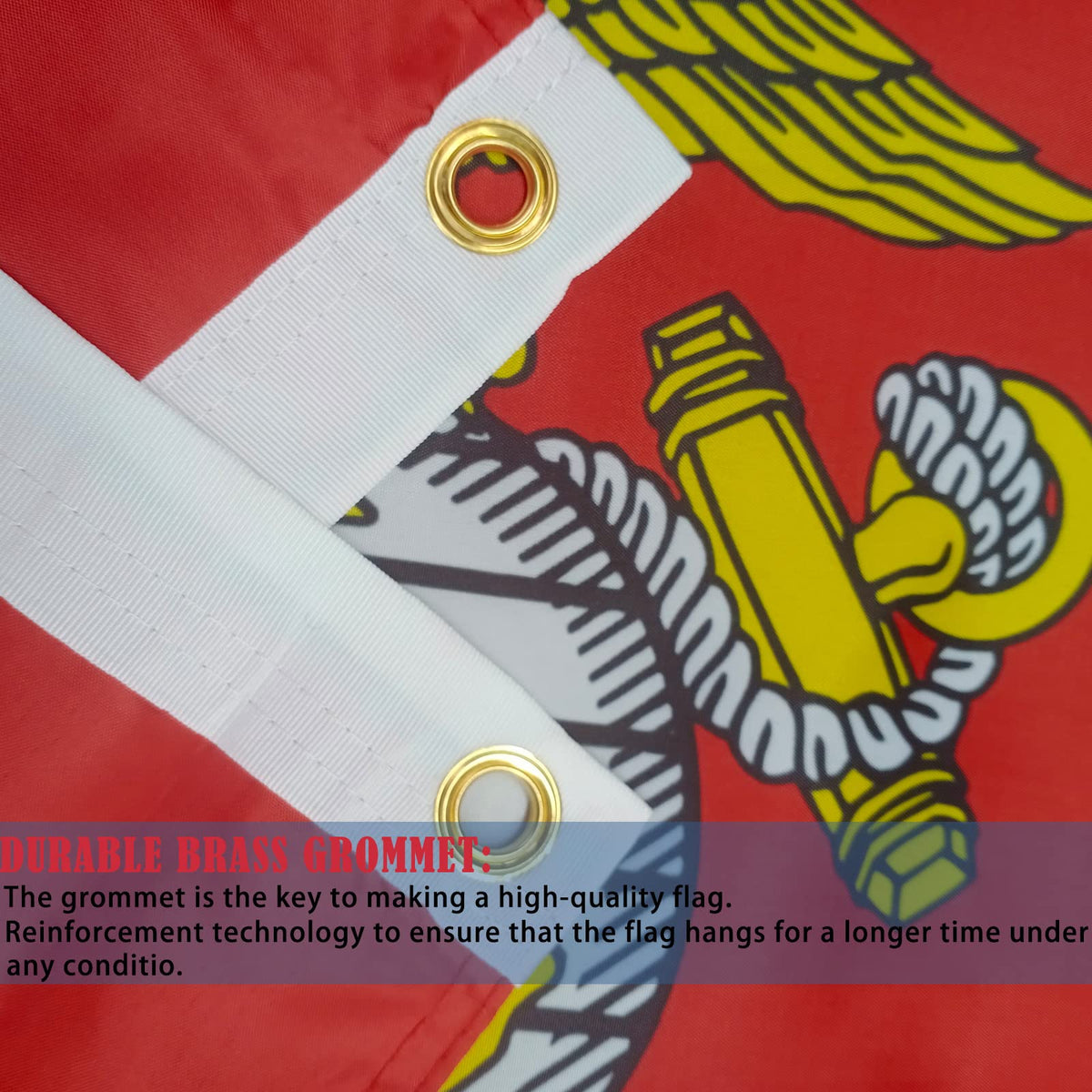 Mosprovie USMC flag with a canvas header for durable mounting.