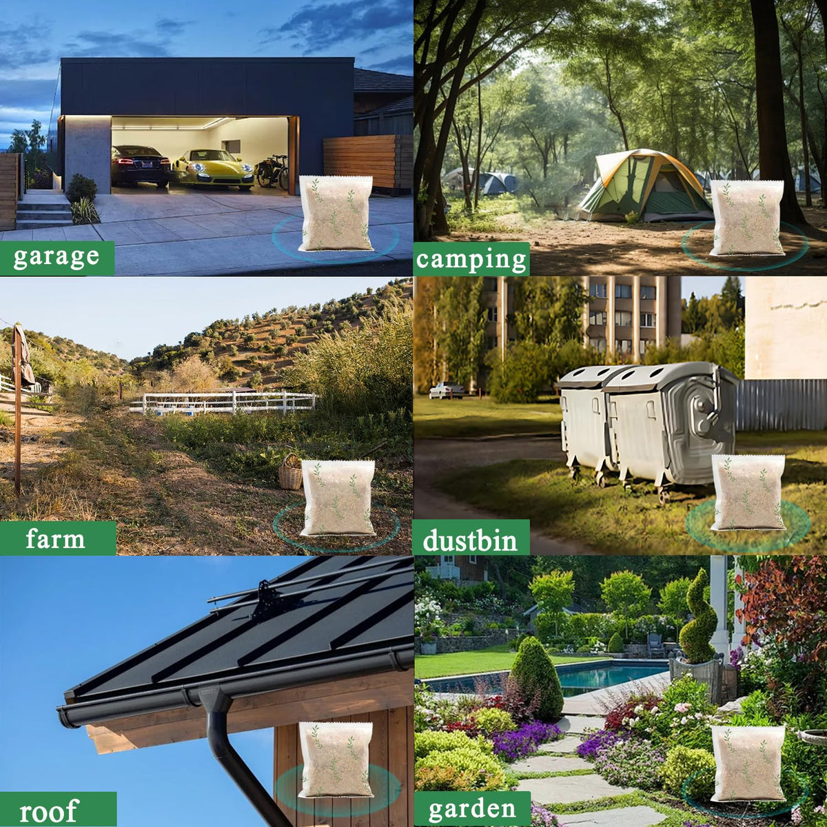 Mosquashield commercial-use scenario showing storefronts shielded by natural deterrence.