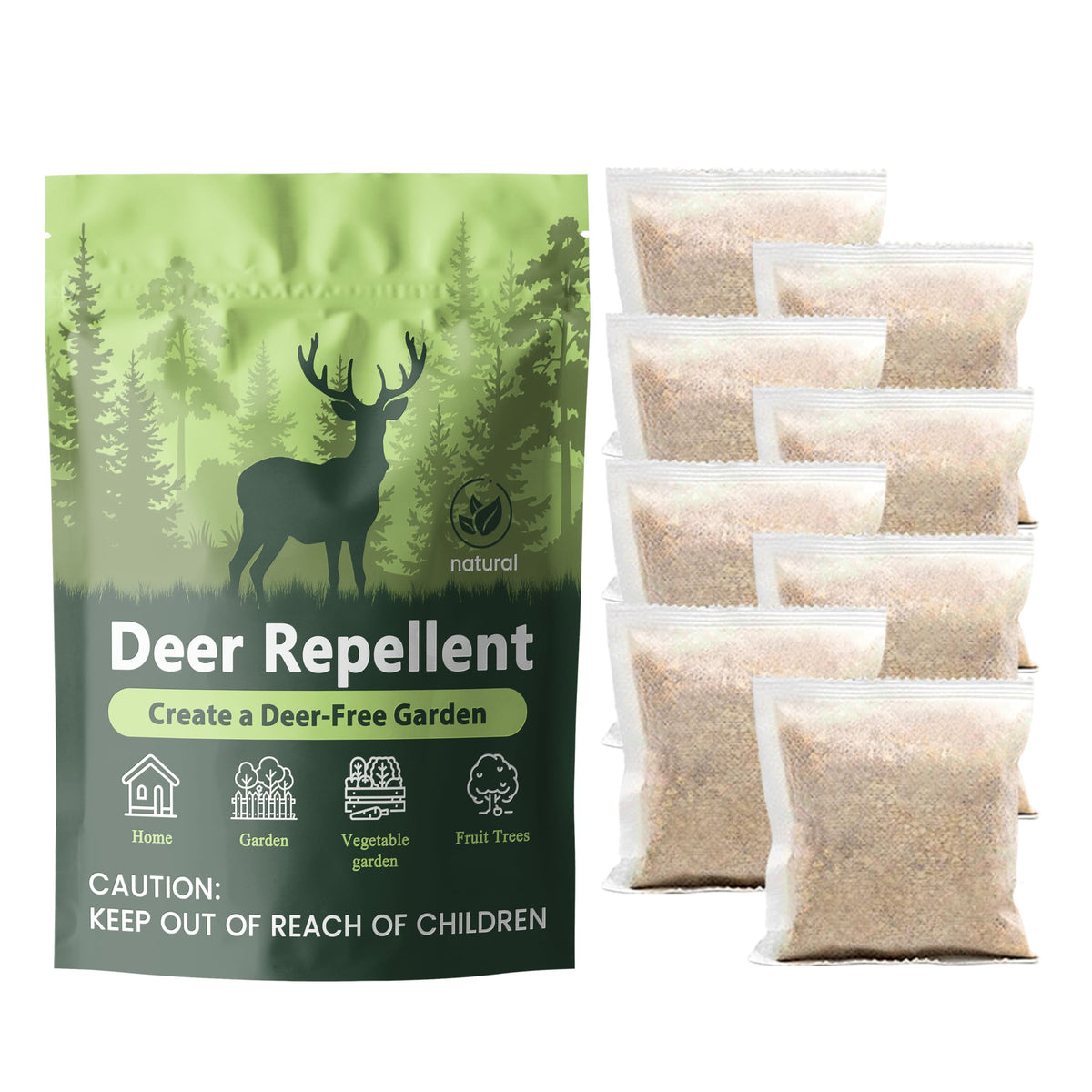 Mosquashield deer repellent sachet outdoors protects flowers and vegetables