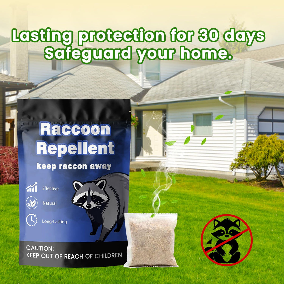 Attic entry zone treated with Mosquashield granules discourages raccoon access