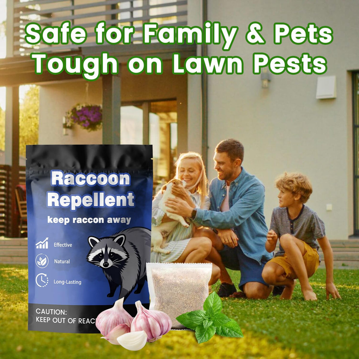 Granules protect decks sheds and vehicles from raccoon foraging