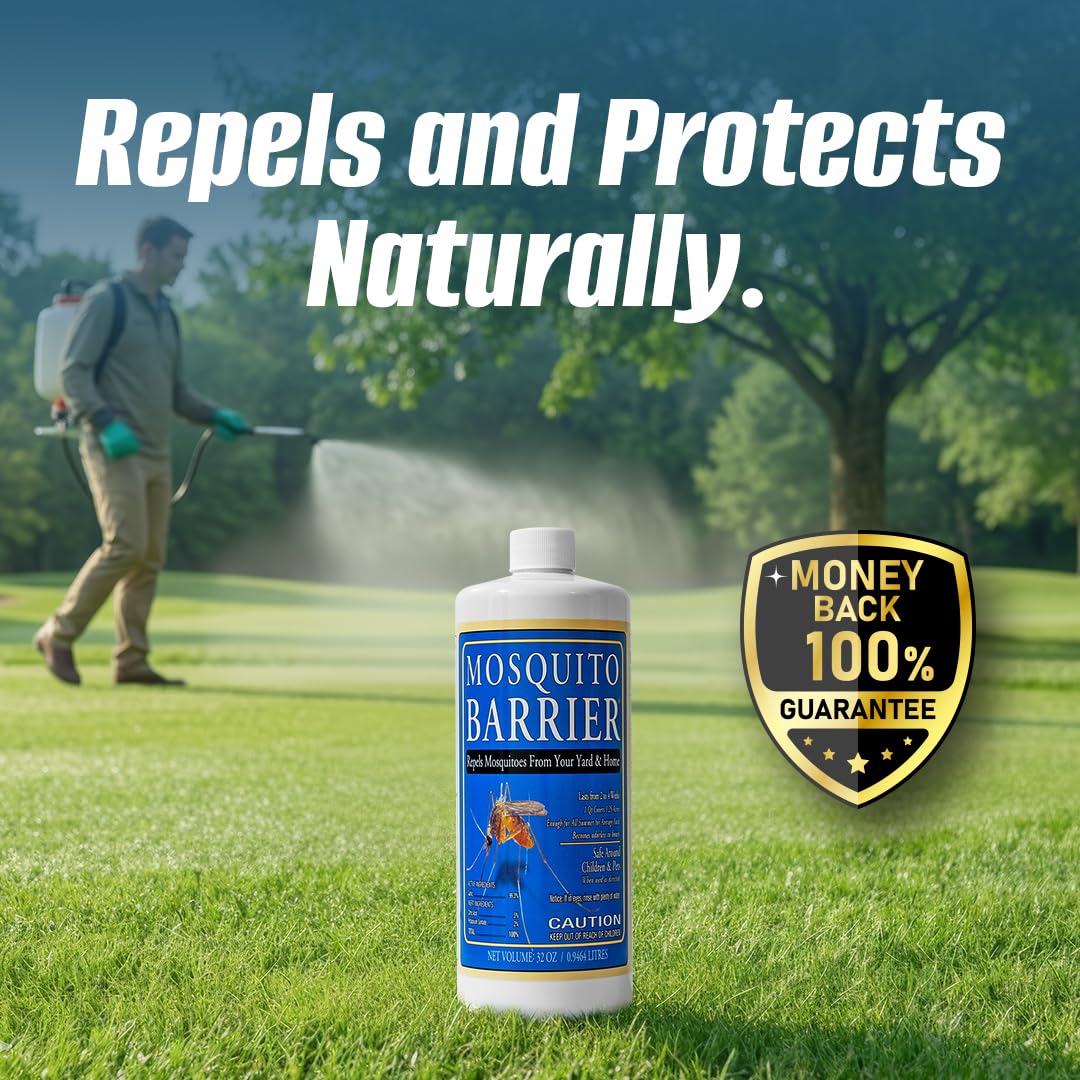 Mosquito Barrier being diluted with water for large-area coverage.