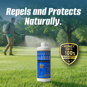Mosquito Barrier being diluted with water for large-area coverage.