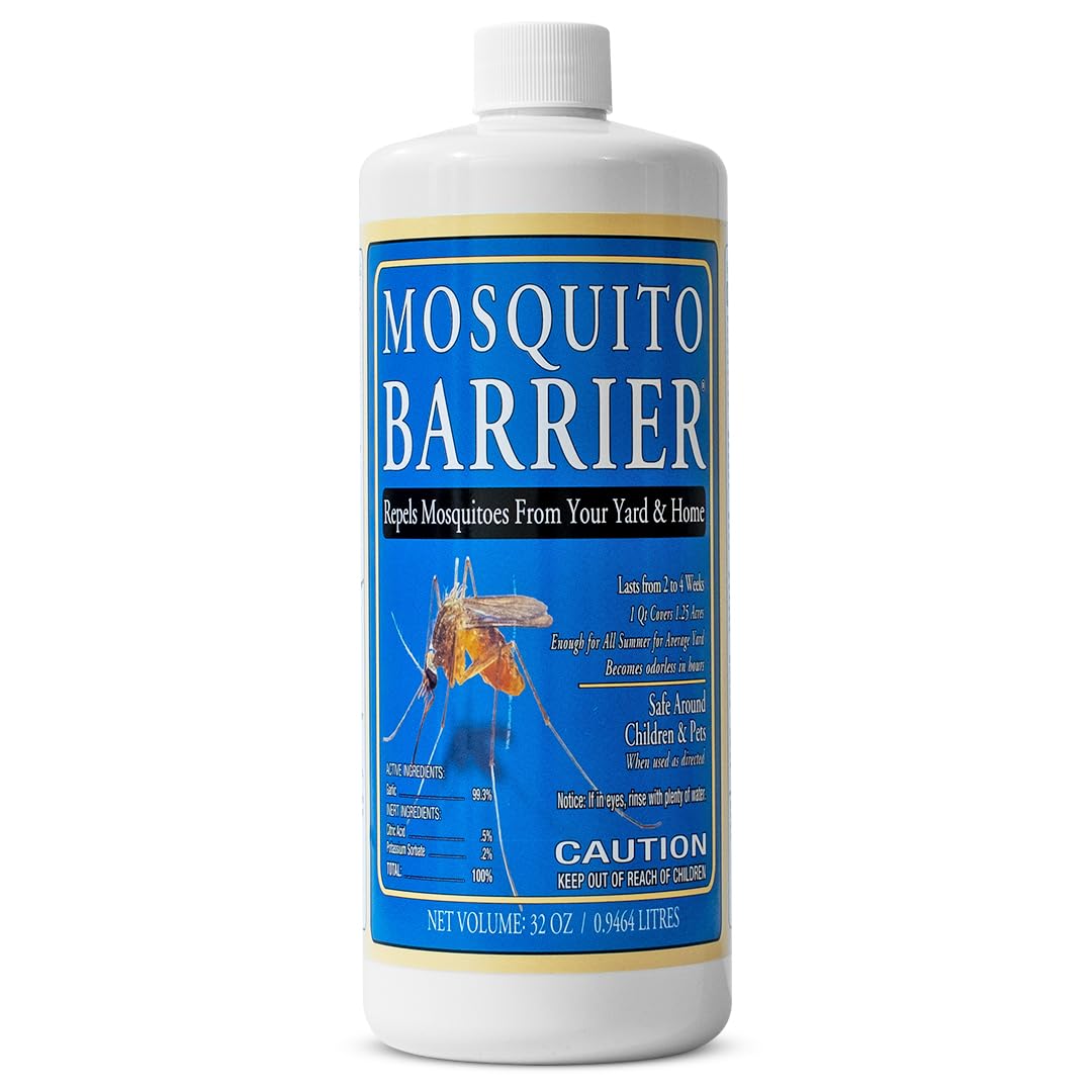 Mosquito Barrier liquid garlic concentrate bottle ready for scalable lawn protection.