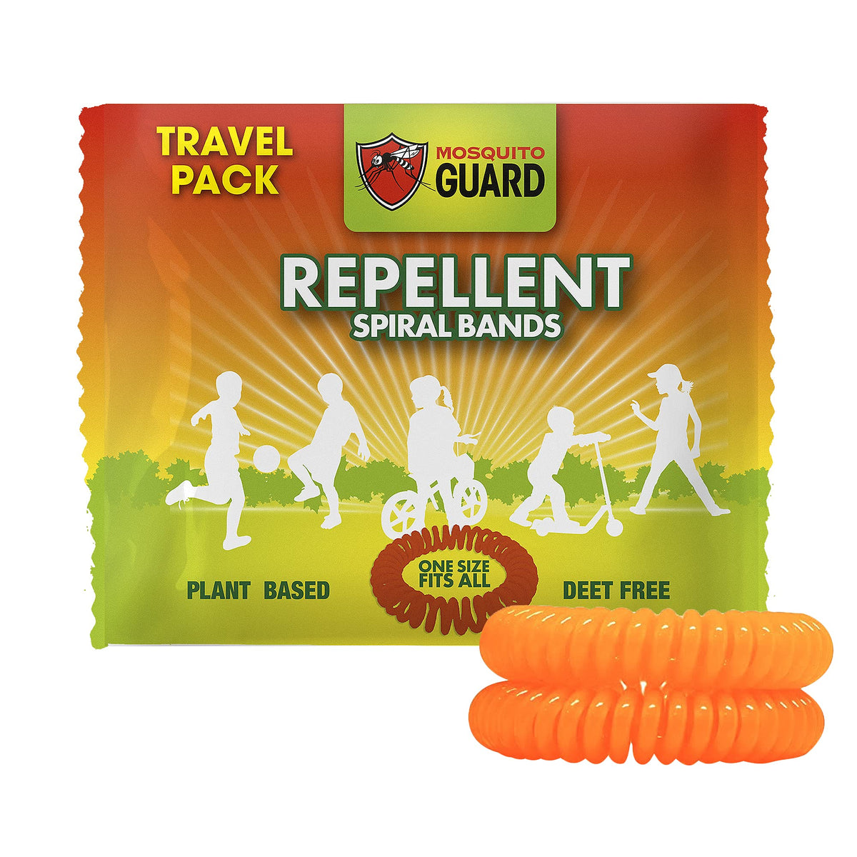 Mosquito Guard DEET-free bracelets worn on wrist or ankle during family camping.