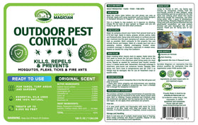 Mosquito Magician ready-to-use liquid beside a sprayer for easy application.