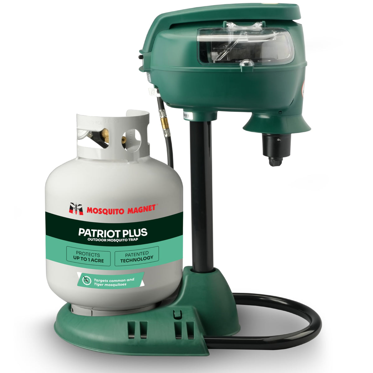 Mosquito Magnet Patriot Plus trap-assembly outdoors for quick setup and broad protection.