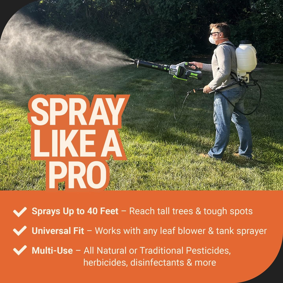 Mosquito Sniper System multi-use design supports pesticides, herbicides, and de-icing.