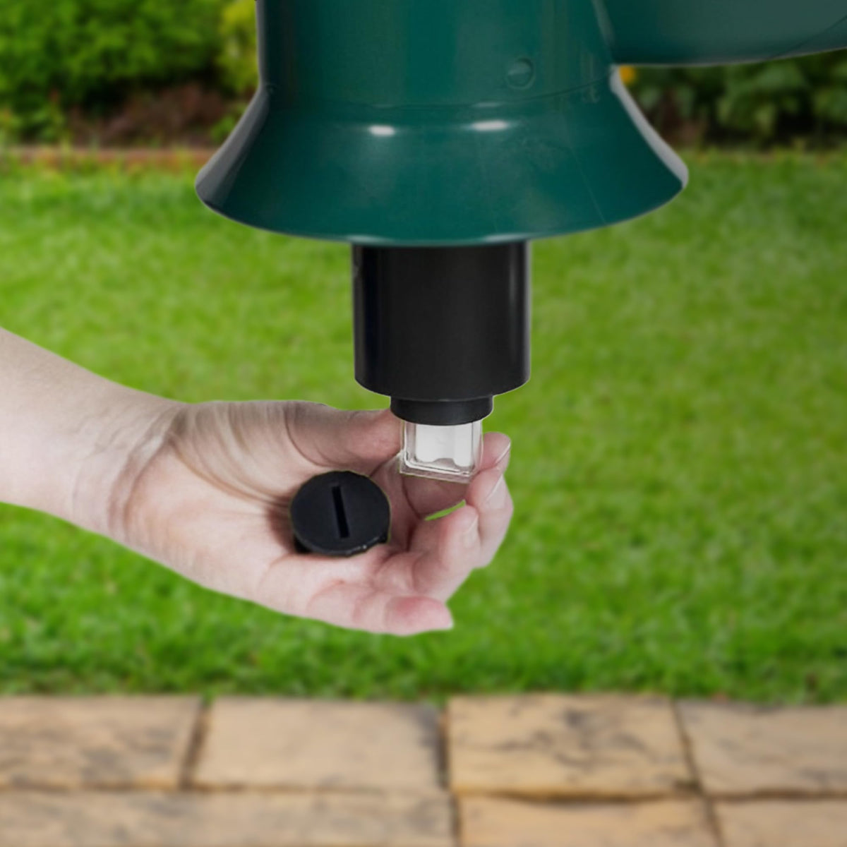 Mosquito Magnet Octenol3 attractant pod in action lures biting insects to the trap.